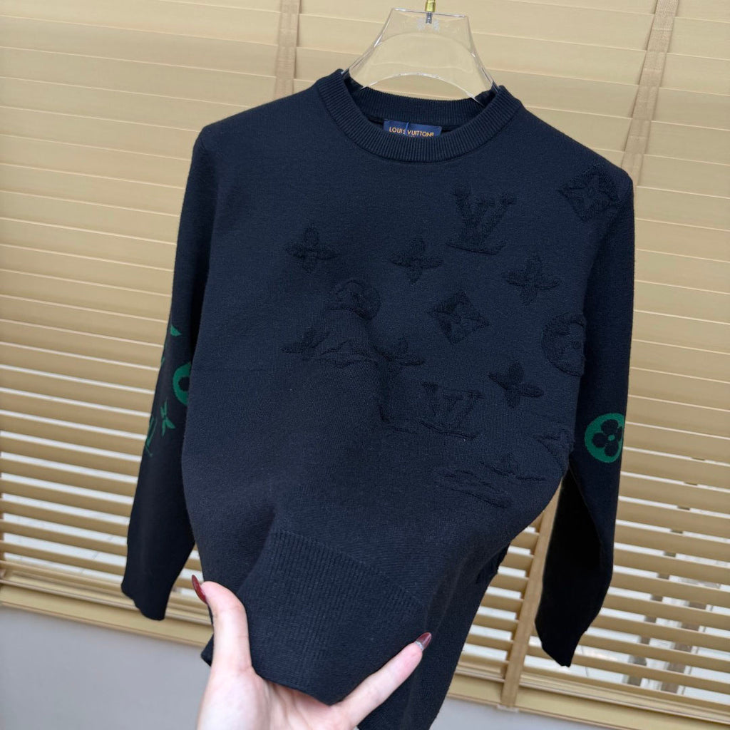 New Crew Neck Mixed Jacquard Knit Pullover Sweater GN380102