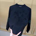 New Crew Neck Mixed Jacquard Knit Pullover Sweater GN380102