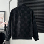 Full Monogram Stand Collar Zip Jacket Retro Pattern Bomber Coat N050501