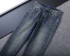 Vertical Embroidered Pocket Slim Fit Denim V260829