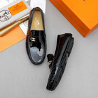 Men's Patent Gloss H Metal Buckle Slip-On Loafers NE190142