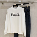 Floral Letter Print Mock Neck Long Sleeve Top G995003
