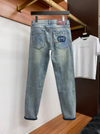 Vintage Wash Graphic Printed Pocket Denim Jeans L260630