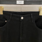 Back Pocket Subtle Printed Solid Black Straight Denim Jeans P141004