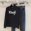 Floral Letter Print Mock Neck Long Sleeve Top G995003