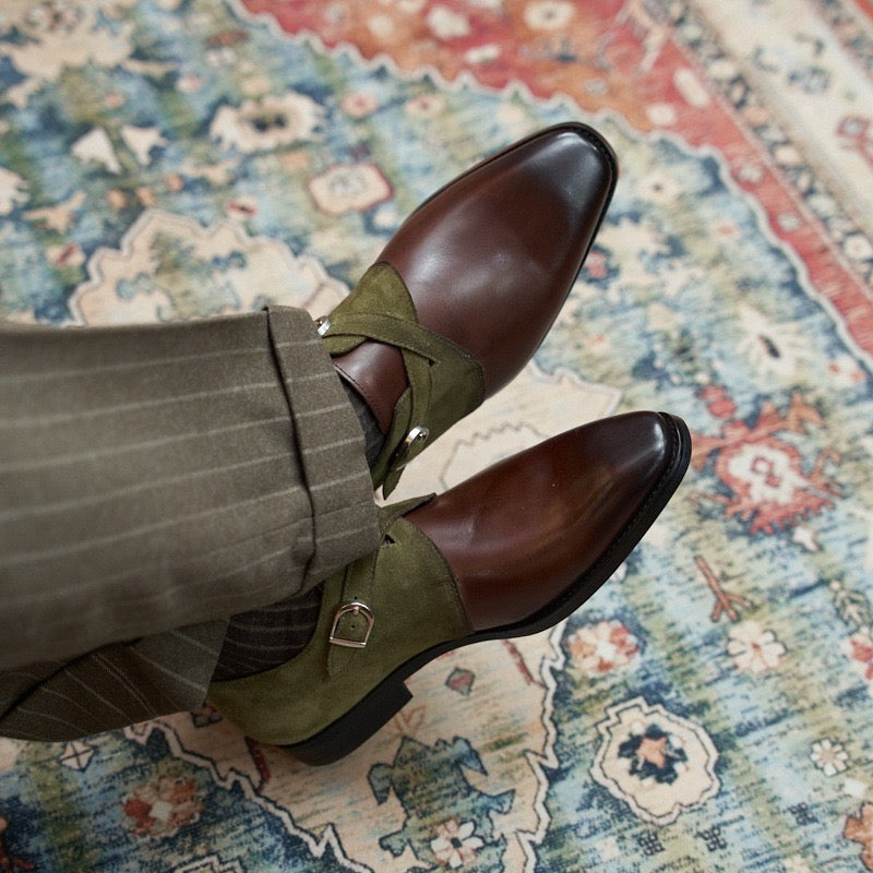 Single Monk Strap Dress Shoes Buckle Slip-On Formal Monk Shoes P050511