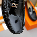 Men's Patent Gloss H Metal Buckle Slip-On Loafers NE190142