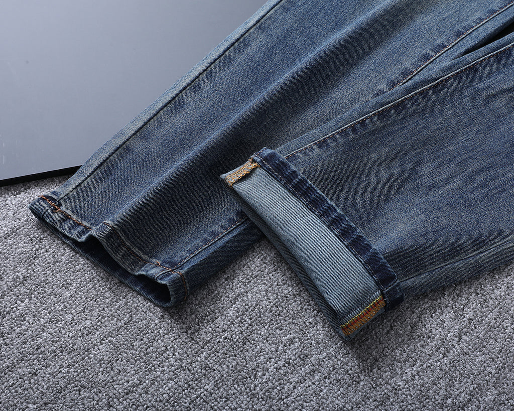 Vertical Embroidered Pocket Slim Fit Denim V260829