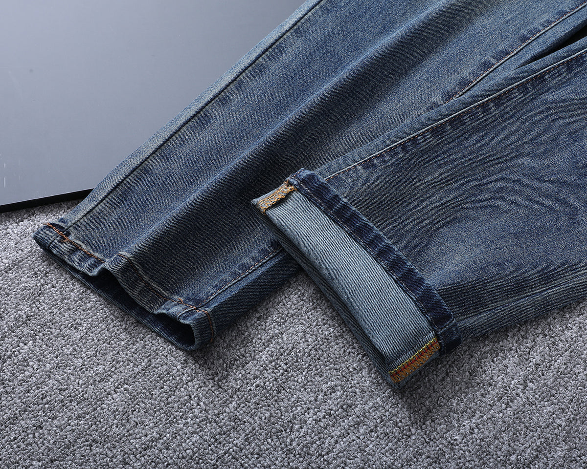 Vertical Embroidered Pocket Slim Fit Denim V260829