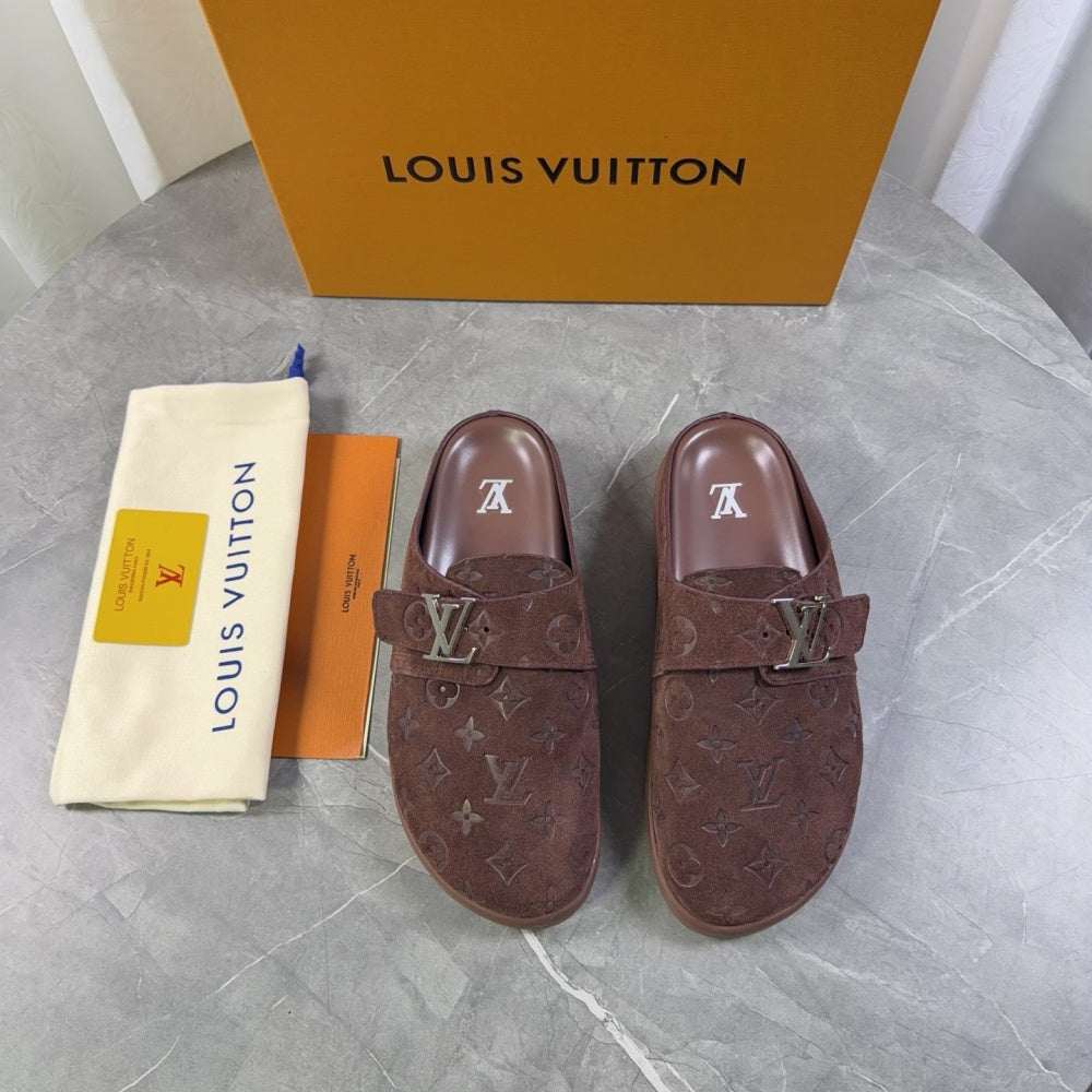 Embossed Strap Buckle Mule Slides S265511