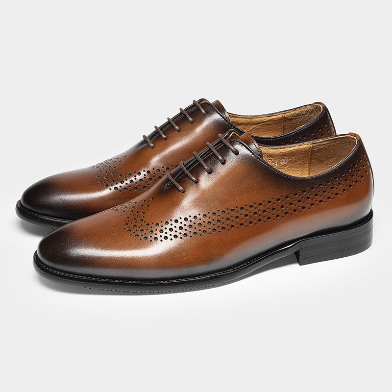 Whole Cut Brogue Oxford Shoes Lace-Up Formal Dress Shoes Y101113