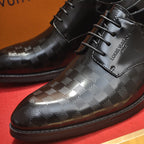 Embossed Grid Lace-up Formal Shoes S265503