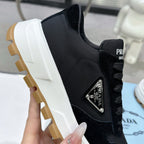 Suede Fabric Patchwork Triangle Logo Chunky Sole Sneakers S283410