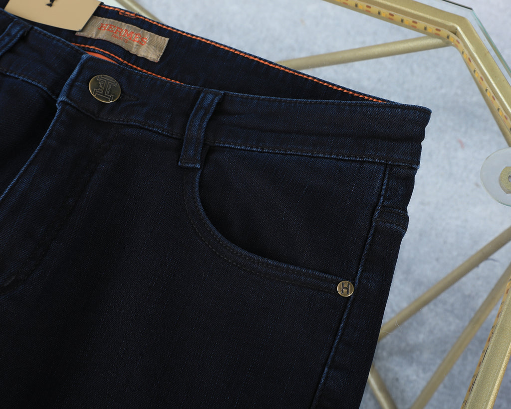 Deep Indigo Horse Embroidery Slim Denim M260709