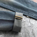 Vintage Wash Plaid Knight Print Slim Jeans C261012