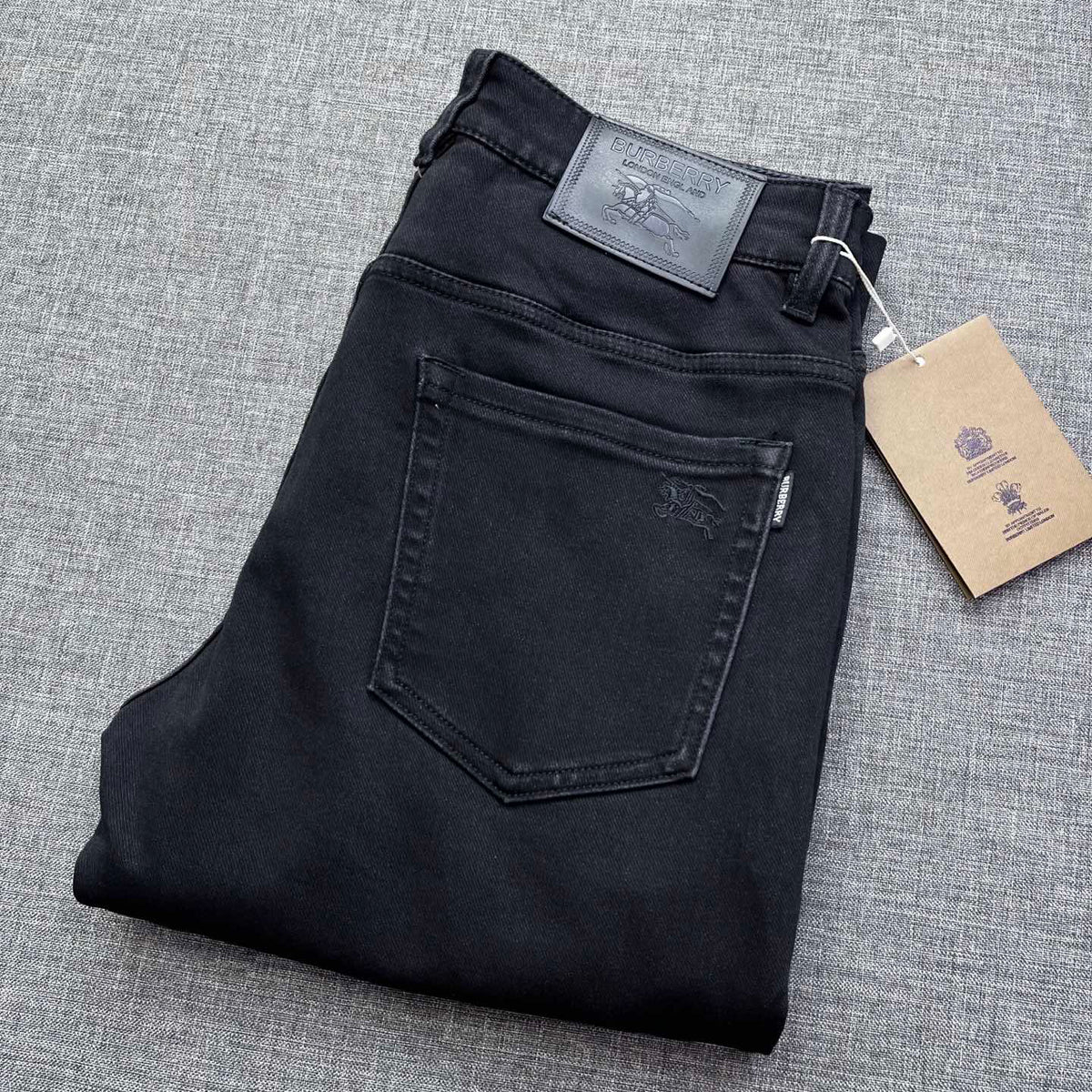 Solid Black Tone-on-Tone Embossed Jeans M260719