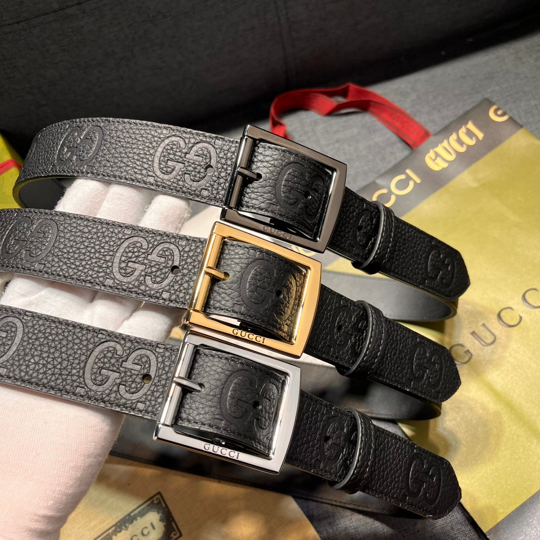 Dual Logo Embossed Pin Buckle Belt E020801