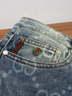 All-Over Double G Monogram Print Slim Denim V260802