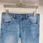 Pale Washed Denim Pants With Dual Portrait Graphic On Back Pocket R260506
