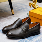 Men's Cross Grain Metal Logo Slip-On Loafers NE190130