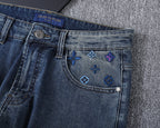 Multi-Color Embroidered Motif Pocket Slim Fit Denim V260827