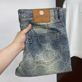 All-Over Double G Monogram Print Slim Denim V260802