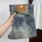 All-Over Double G Monogram Print Slim Denim V260802