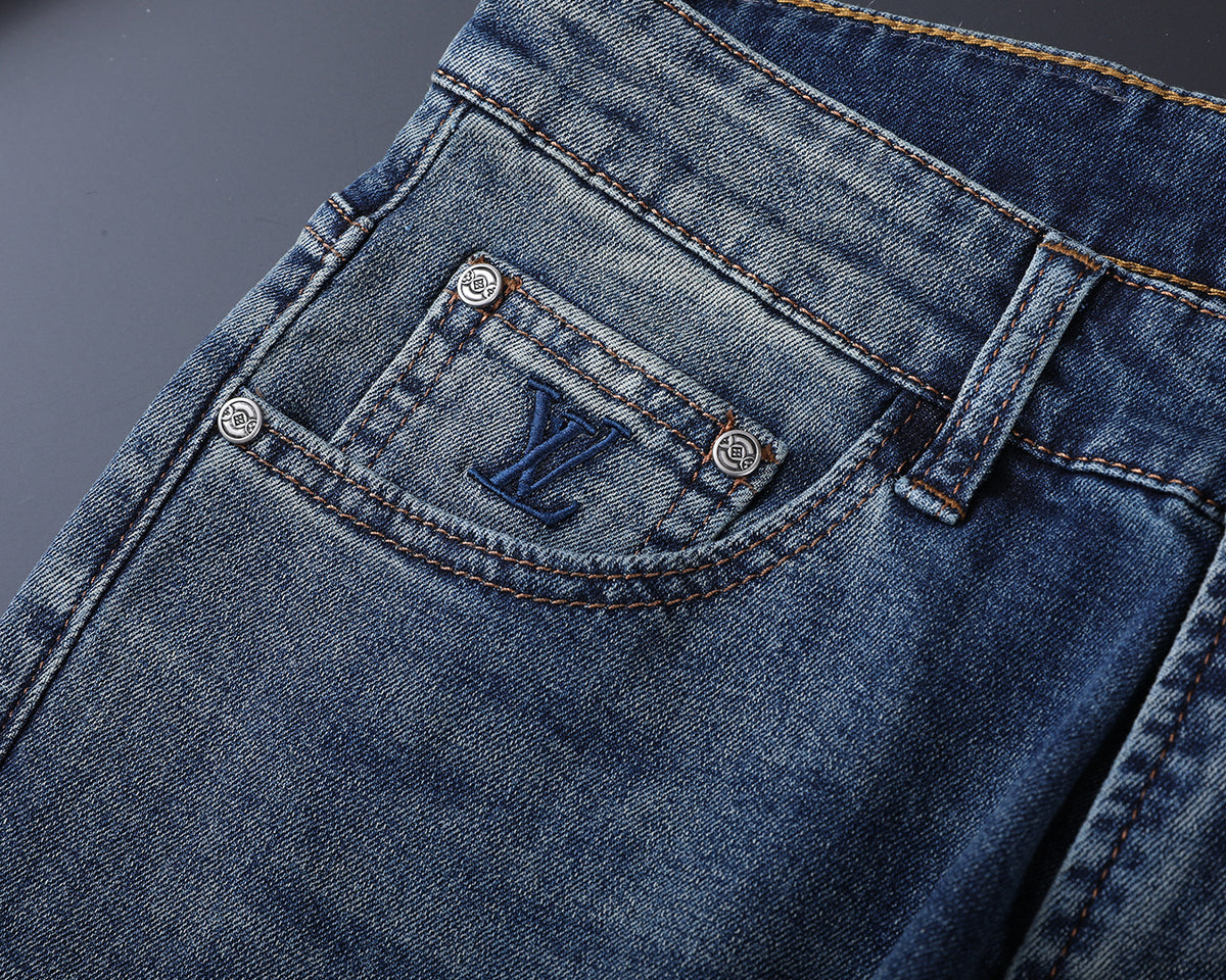 Vertical Embroidered Pocket Slim Fit Denim V260829