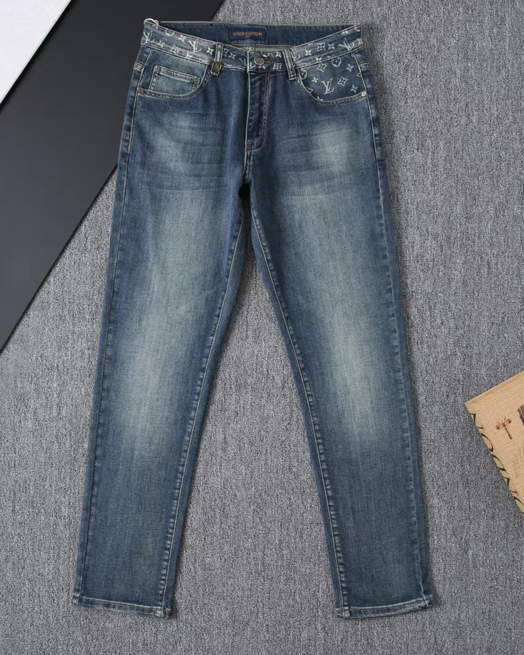 Vintage Blue Printed Mens Jeans E260925