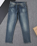 Vintage Blue Printed Mens Jeans E260925