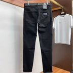 Solid Black Jacquard Waistband Minimal Denim Jeans L260642