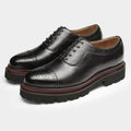 Cap Toe Brogue Oxford Shoes Thick Lug Sole Lace-Up Dress Shoes Y101136