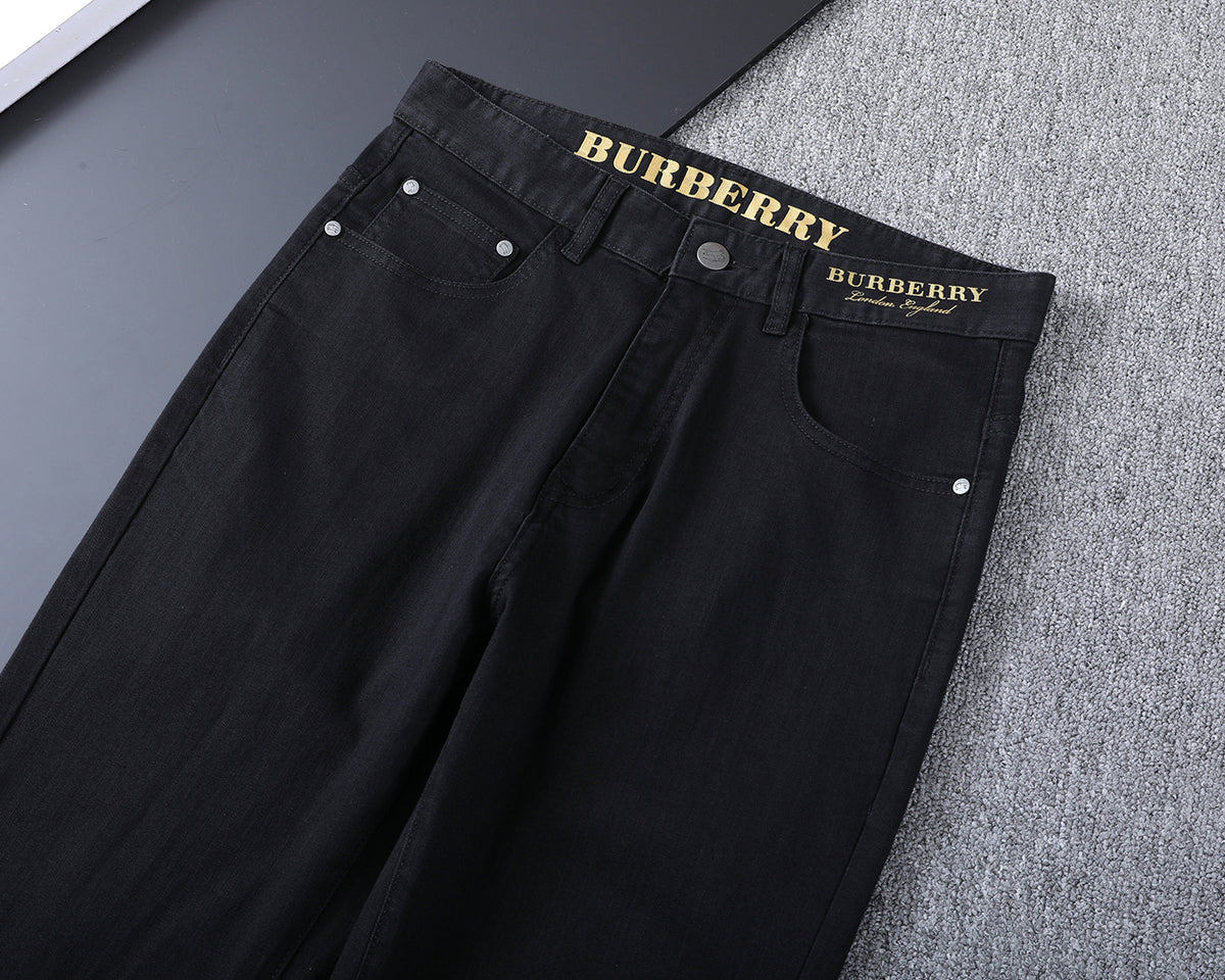 Solid Black Slim Denim With Flocked Equestrian Graphic V260836