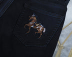 Deep Indigo Horse Embroidery Slim Denim M260709