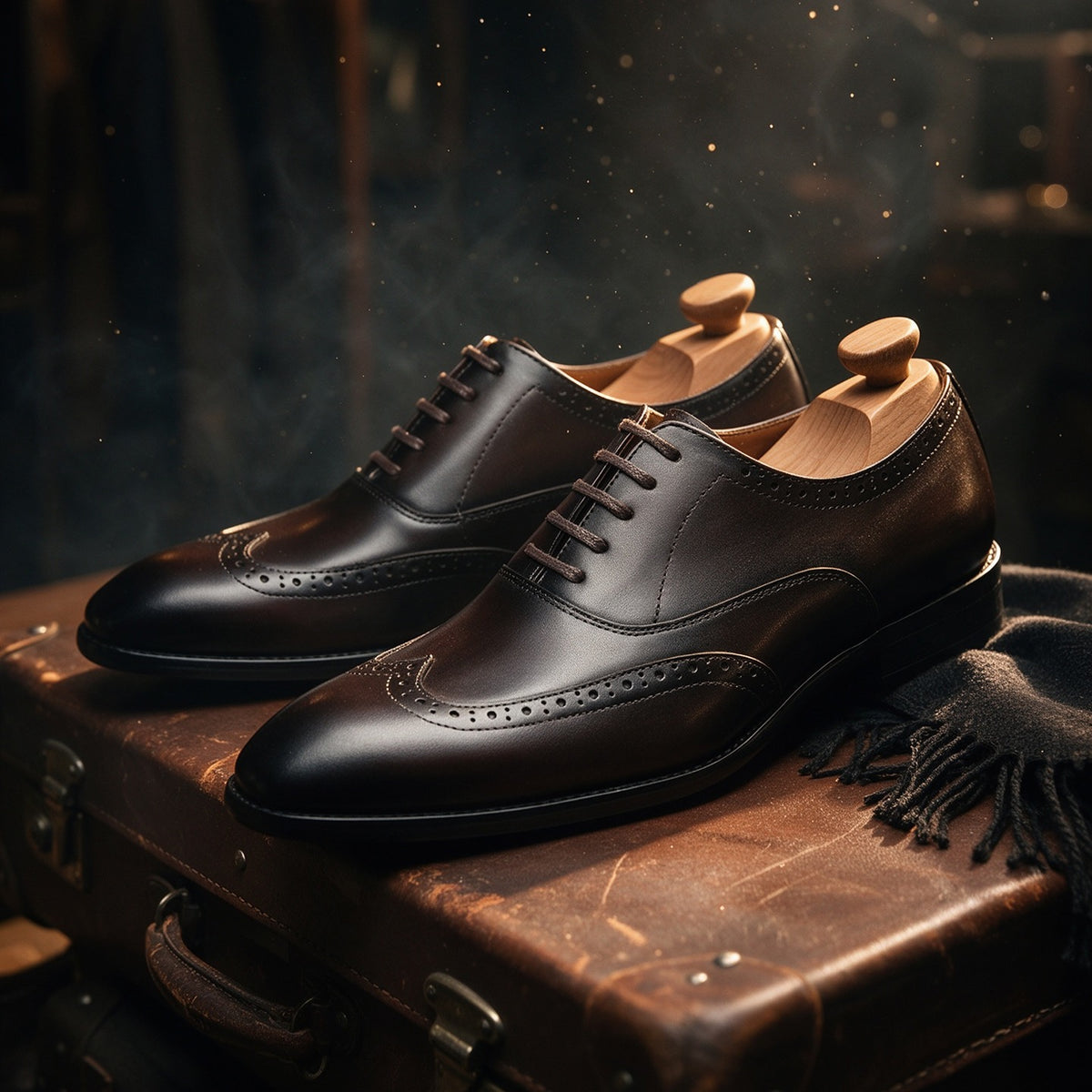 Semi Brogue Wingtip Oxford Shoes Lace-Up Formal Dress Shoes Y101110