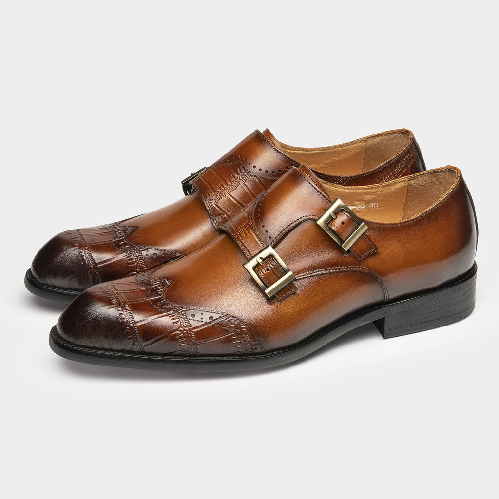 Wingtip Brogue Double Monk Strap Shoes Y101150