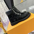 Embossed Chunky Lug Sole Work Ankle Boots S265507