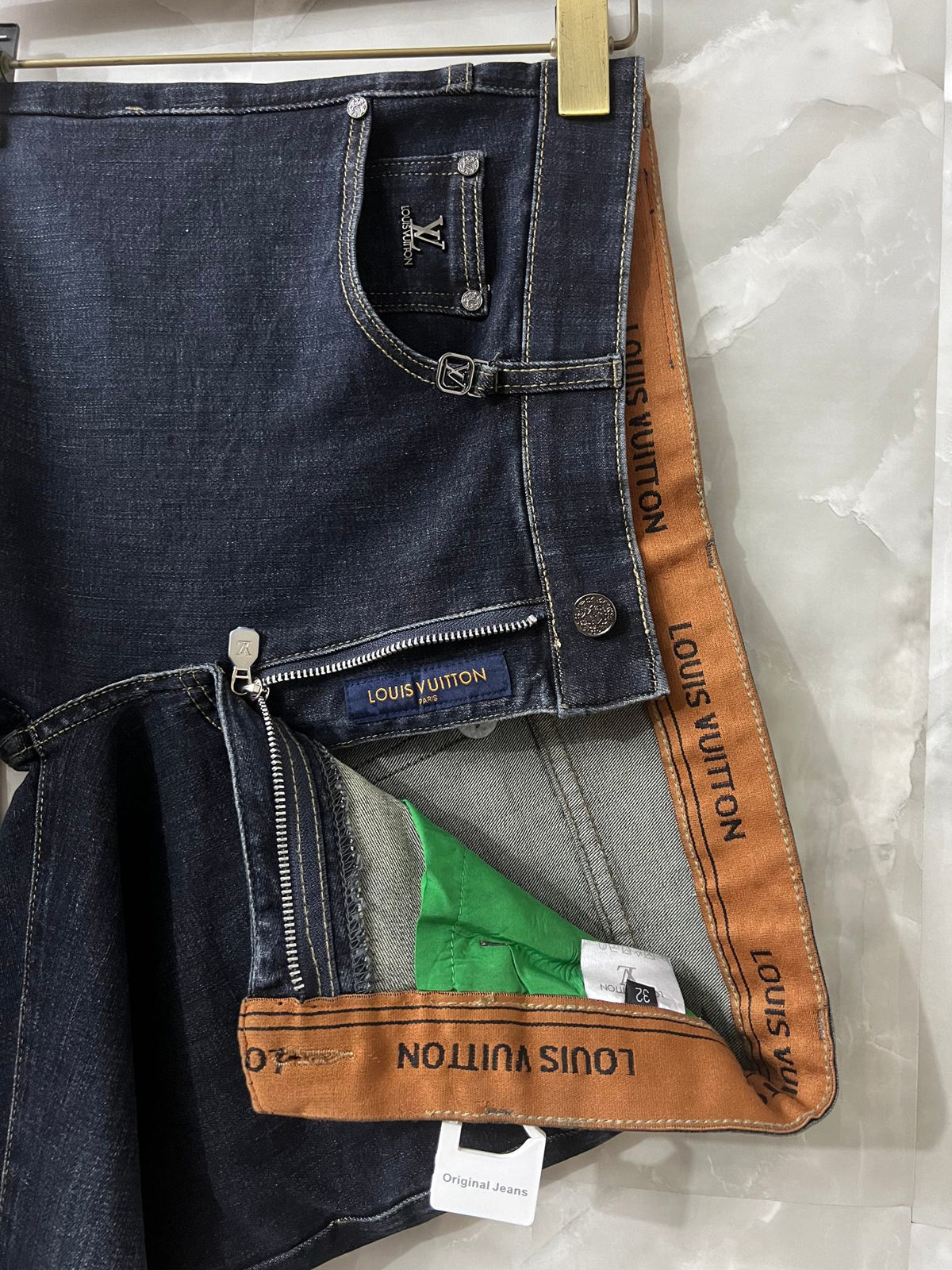 Dark Indigo Patch Detail Jeans M260714