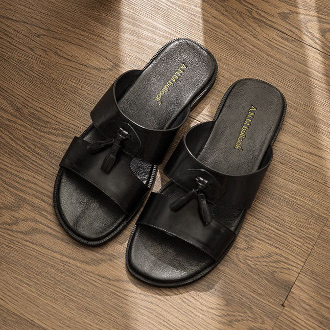 Tassel Slide Sandals Open Toe Slip-On Dress Slippers Y101157