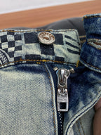 Vintage Fade Multi-Pattern Check Jeans E260939