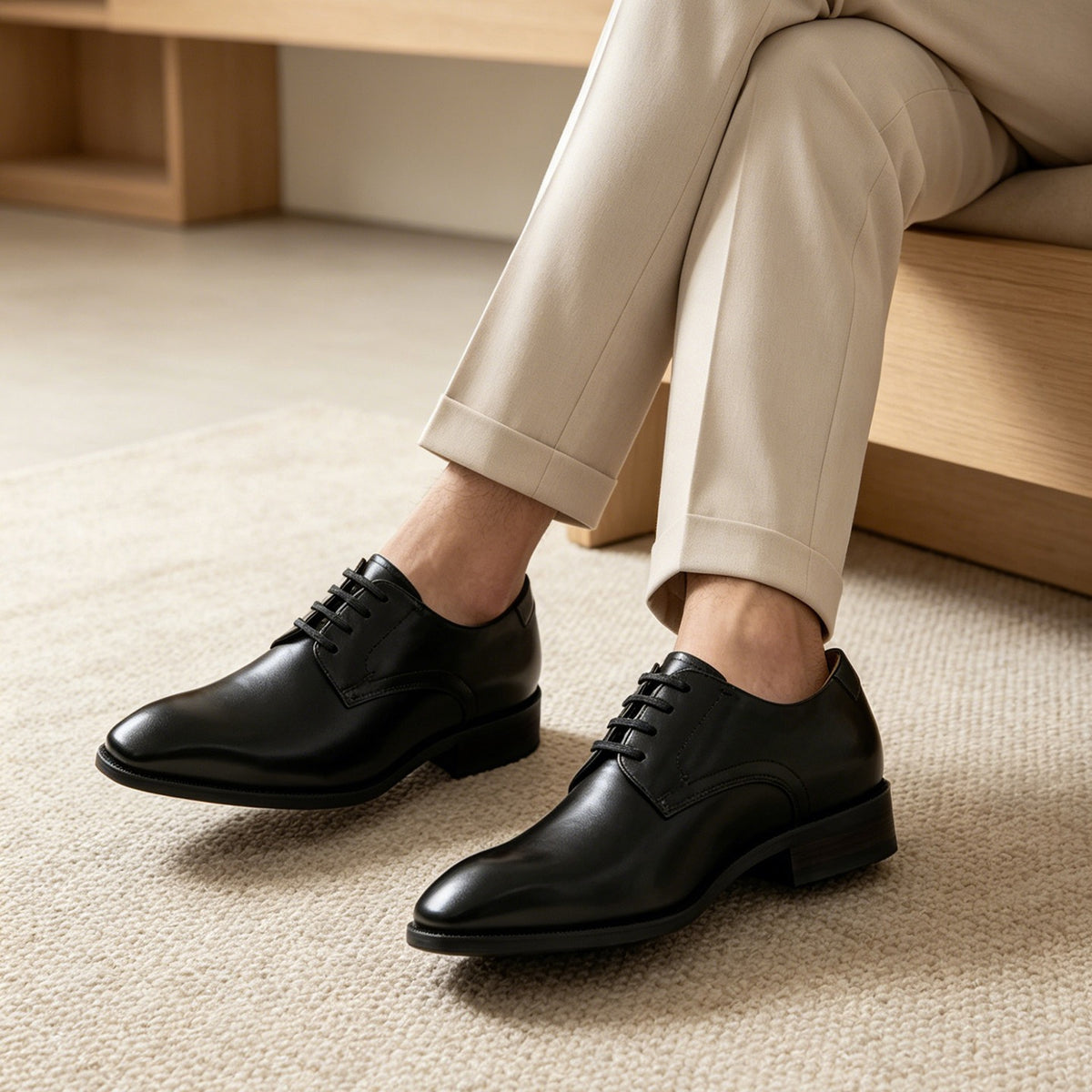Plain Toe Derby Shoes Lace-Up Business Dress Shoes Y101158