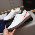 Red Side Label Leather Low Top Sneakers S283408