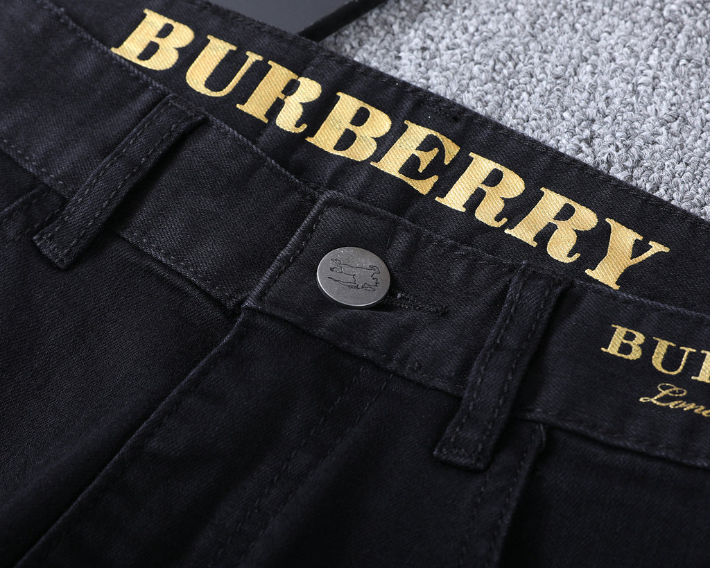 Solid Black Slim Denim With Flocked Equestrian Graphic V260836