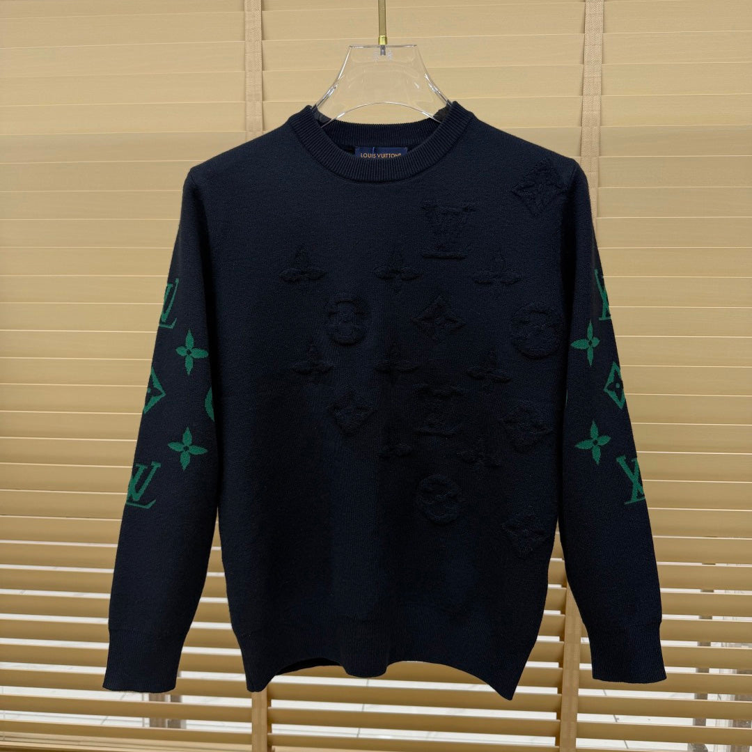New Crew Neck Mixed Jacquard Knit Pullover Sweater GN380102