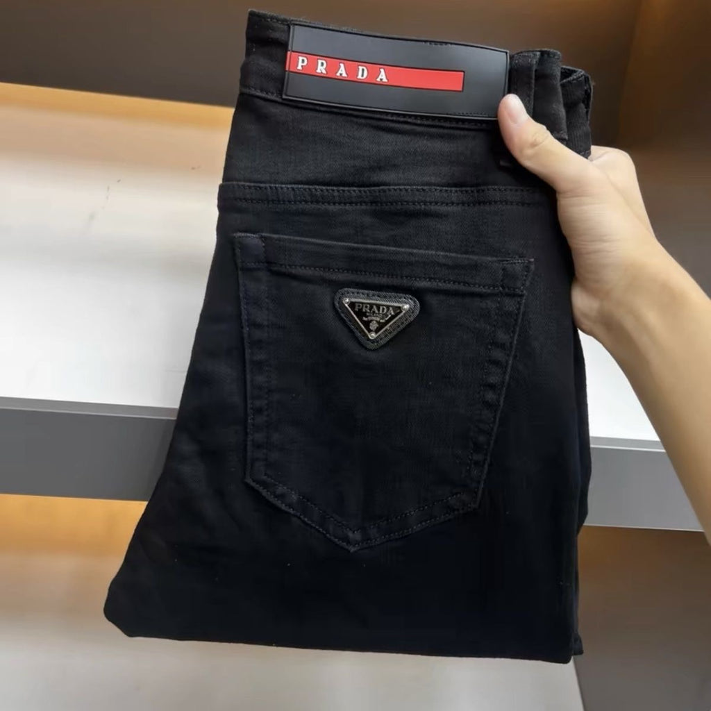 Black Triangle Metal Logo Slim Jeans C261011